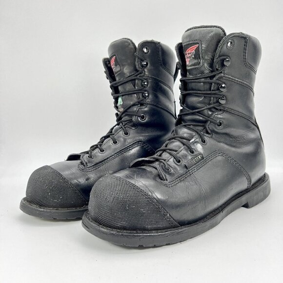 Red Wing Steel Toe Fire Safety Gore-Tex Vibram Boots Men Black US Size 7.5 D - Picture 1 of 12